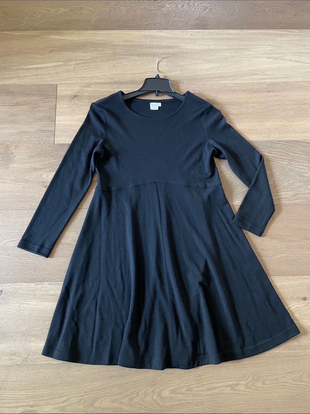 GARNET HILL 100% Merino Wool Long Sleeve Pullover Black A-Line Sweater Dress 12